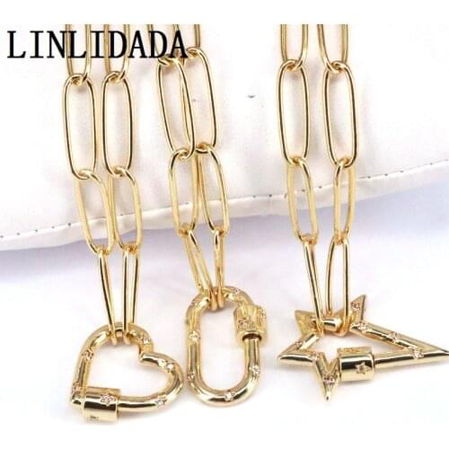 5Pcs CZ Zircon Heart Oval Star Spiral Buckle Necklace CZ Pendant Necklaces Gold Color Jewellery for Women Girl