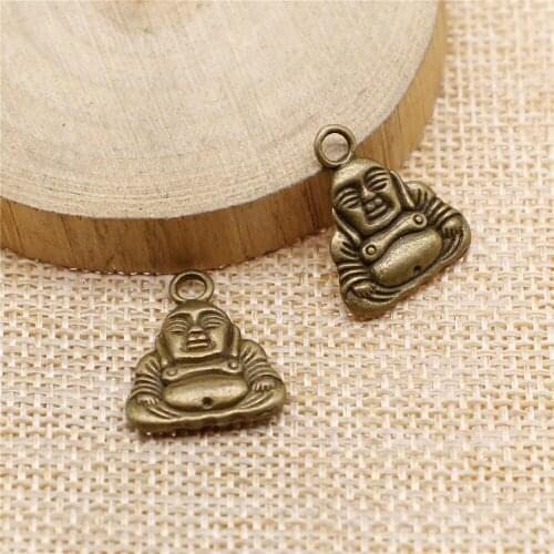 Free shipping 25pcs 20x17mm antique bronze Buddha statue charms diy retro jewelry fit Earring keychain hair card pendant