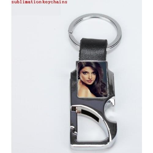 Sublimation blank leather car metal keychains hot transfer printing two sides can printed key ring consumables 10pcs/lot