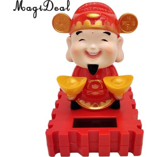 Solar Power Dancing God of Wealth & Fortune Model Swing Figure Statue Figurine Kid Science Toy Xmas Gift Home Car Desk Decor #B