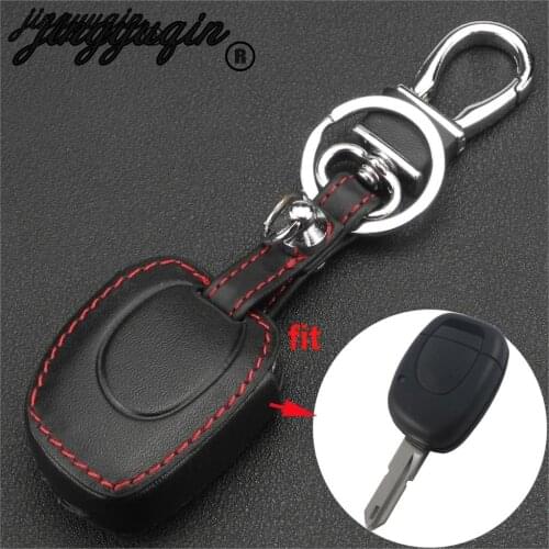 Jingyuqin Remote 1 Button Car Key Cover Case Leather For RENAULT Twingo Clio Kangoo Master Keychain Keyless Entry Fob