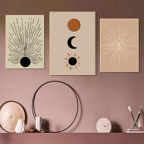 Sun and Moon Canvas Painting Bobo Art Bloom Poster Nordic Line Art Print Scandinavian Wall Picture for Living Room Home Decor