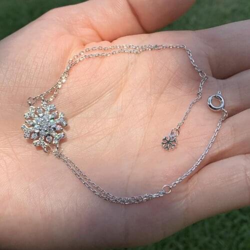 Classical Snow Bracelet Trendy Jewelry 925 Sterling Silver Cute White Clear 5A Cubic Zirconia Women Wedding Hand Bracelet Gift