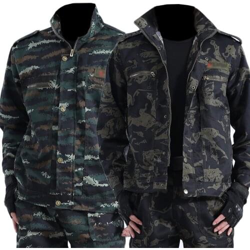 Labor Insurance Overalls Mens Camouflage Training Outdoor Sports Welder Pastoral Wear-resistant Jacket Pants Suit
