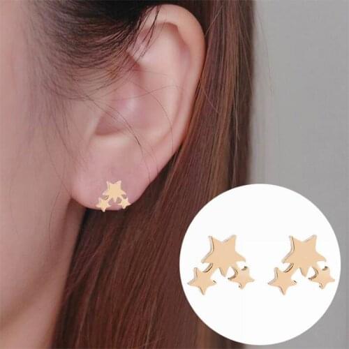 Lovely Star Stud Earrings Stainless Steel Sweet Star Earrings For Women
