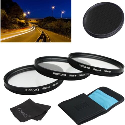 New arrive 58MM 4 6 8 Point Star Filter Kit for Canon EF 18-55mm 50mm 85mm Camera Lens