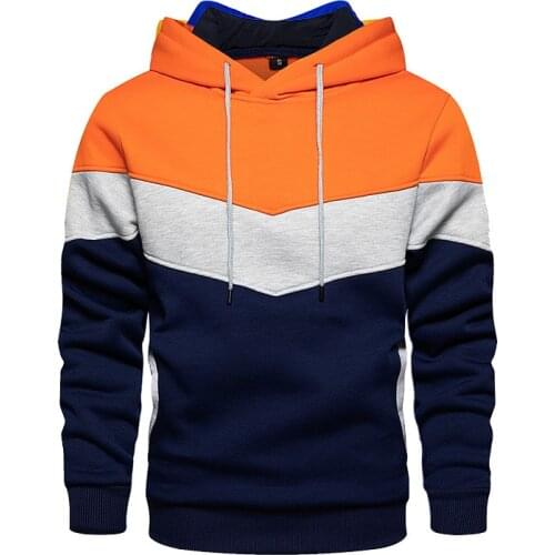 2021 Autumn Winter Multi Panel Hoodies New Fashion Mens Long Sleeve Hoodie Warm Plush Hooded Sweatshirt Casual Coat Plus Size