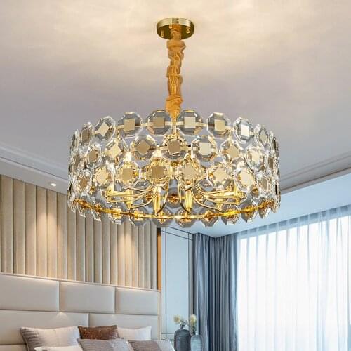 Modern chandelier lights for living room round crystal hanging lamp indoor lighting bedroom luxury gold led cristal lustre
