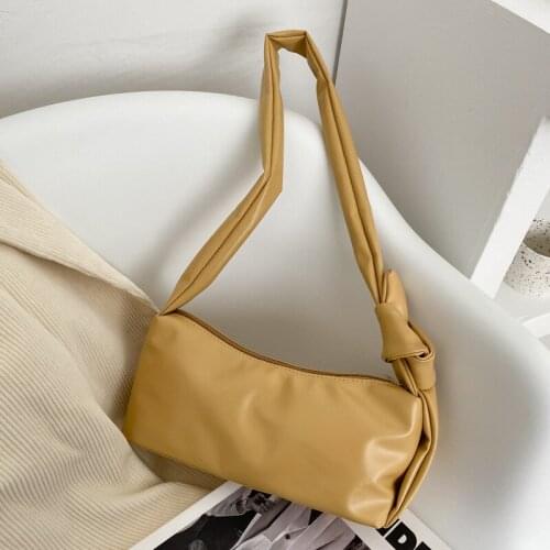 2021 New Soft Leather Shoulder Bag Street Casual Women Underarm Bag Soild Color Simple Bagutte Bag Female Fashion Handbags