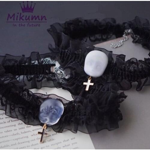 Harajuku Gothic Punk Doll Cross Lace Black Choker Necklace Women Girls Fashion Accessories