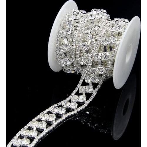10Yards Crystal Brass Rhinestone Trim Chains Banding For Wedding Dress