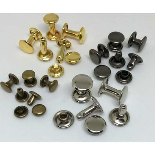 100sets High Quality Brass DIY Garment bag Apparel Rivet Double faced Plane Punk Rivet Golden Silver Antique Brass Gun Metal