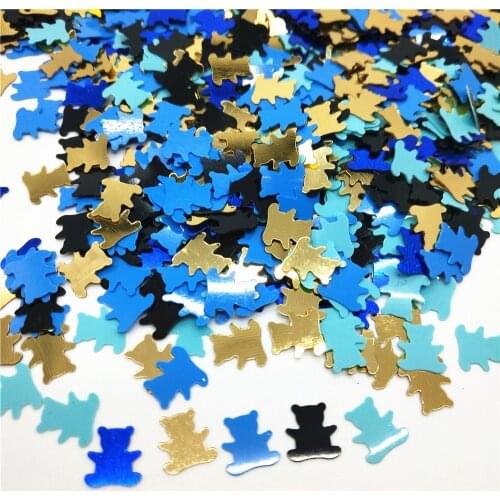 1000pcs Mix Blue Light Gold And Black Bear Panda Sequins 7mm PVC Flat Flakes Garment Crafts Nail Art DIY Accessory