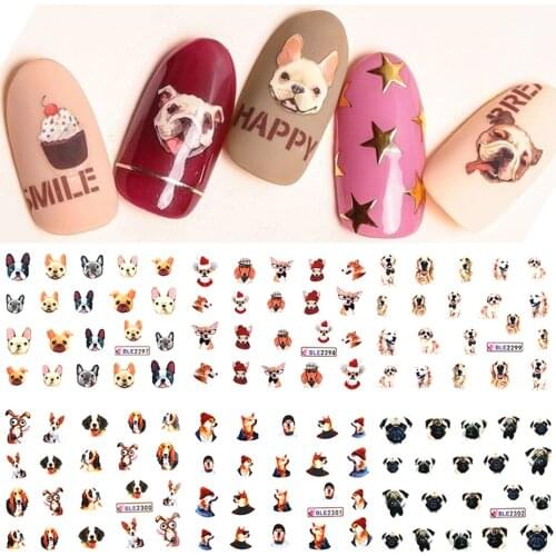 11pcs Cartoon Dog Nail Art Sticker Full Wrap Puppy Animals Full Wraps Decal Labrador Retriever Teddy Dog Decor SABLE2292-2302-1