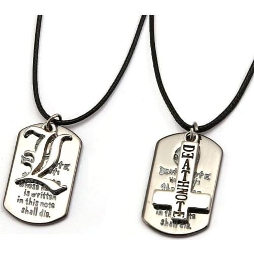 12pcs Hot Anime Death Note Pendant 2017 New Fashion Double L Logo Dog Tag Necklace Cosplay Choker Trinket Fans Men Women Gift