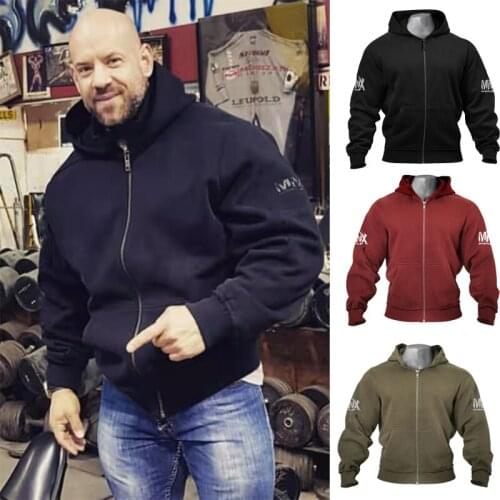 Sports mens spring and autumn loose zipper sanitary clothes cotton fitness training clothes iron blood Warcraft mens casual to