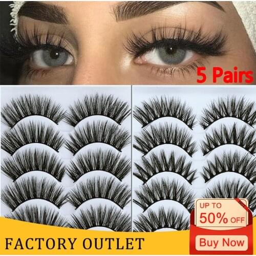 5 Pairs 3D Faux Mink Hair False Eyelashes Mink Eyelashes Wholesale Eyelashes Natural Long Soft Handmade Woman Makeup Tools