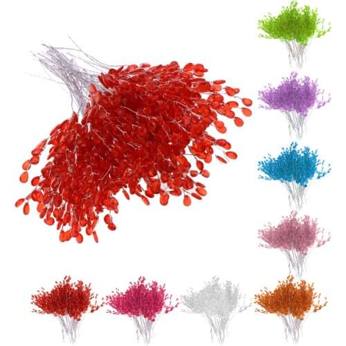 50x Flower Bouquet Flowers Twigs Acrylic 3 Twigs f/ Home Festival Decor