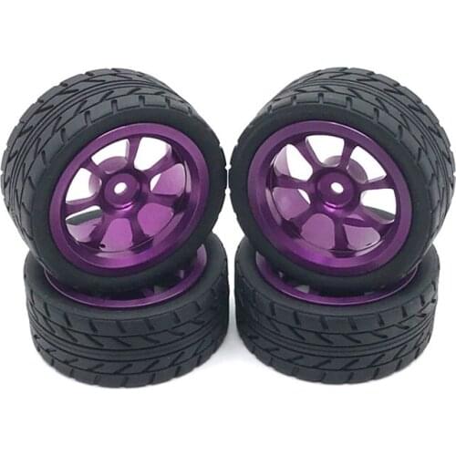 65mm Metal Wheel Rim + High Grip Rubber Tires Tyres for Wltoys 144001 A959 A959-B 124019 124018 RC Car Parts