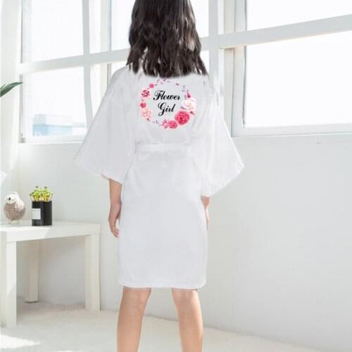 Custom flower girl satin robe printed photo design birthday gift wedding bachelorette party proposal gifts for girls