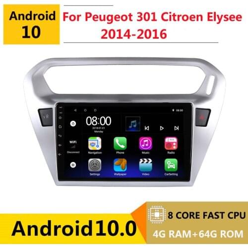 2 din 8 core android 10 car radio auto stereo for Peugeot 301 Citroen Elysee 2014 15 2016 navigation GPS DVD Multimedia Player