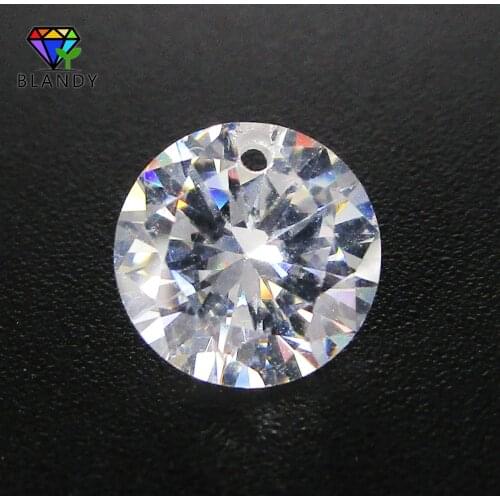Free Shipping 200pcs/lot Round Cut Single Hole CZ Stone Square Shape One Hole Loose White Cubic Zirconia Stone For DIY Jewerly