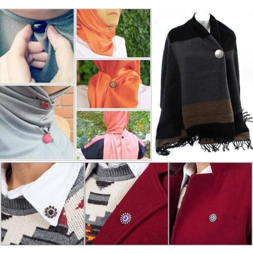 12pcs Hijab Brooch Strong Metal Plating Magnetic Hijab Clip Luxury Accessory No Hole Pins Brooches Magnet For Muslim Scarf