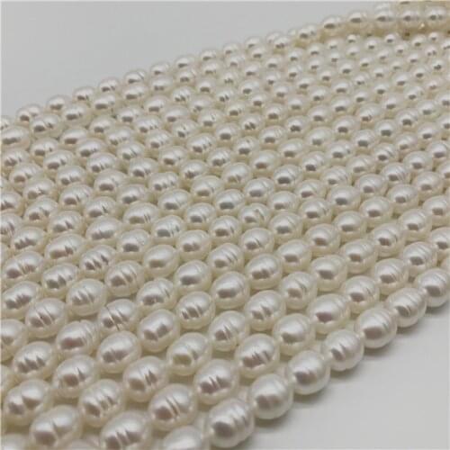 8mm-9mm Oval Shape High Luster 16 '' Length Cultured Natural Pearls Freshwater Pearls Beads for Jewelry Making Jewelry Diy