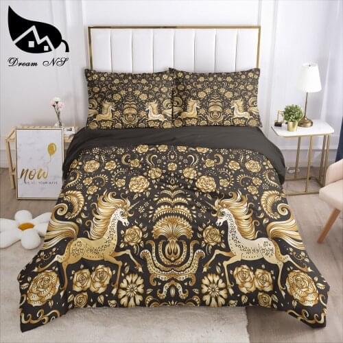 Dream NS Mandala Bohemian Hand Painting Bedding set Luxury Bronze Art Black Gold Bedding Home Textiles Set Bedclothes Duvet