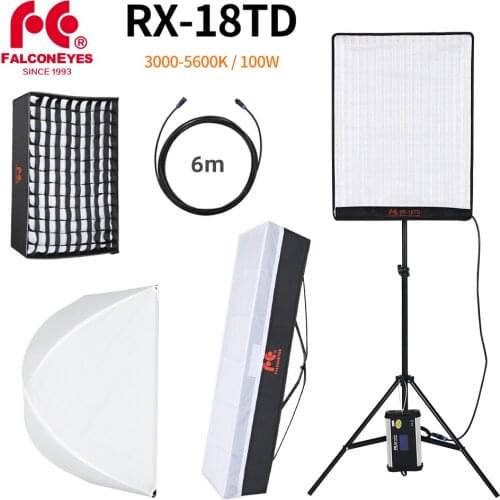 Falcon Eyes 100W LED Photo Video Light Portable LED Photo Light 504pcs Flexible LED Light RX-18TD with Diffuser + Light Stand