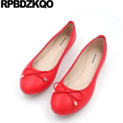 Round Toe China Large Size Foldable Ballet Flats Ladies Chinese Ballerina Slip On Shoes Bow Kawaii Green 2021 Bowtie Red Women