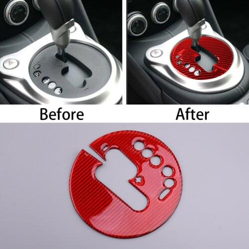 Console Gear Shift Panel Cover Trim Frame Red Carbon Fiber Fit for Nissan 370Z 2009 2010 2011 2012 2013 2014 2015 2016 2017-2020