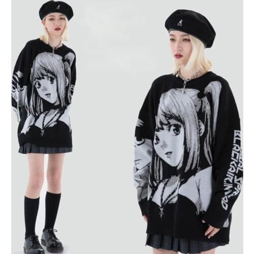 Anime Death Notes Misa Cosplay Costumes Amane Imitation Leather Sexy Tube Tops Sweater Uniform Outfit Long Sleeve Loose