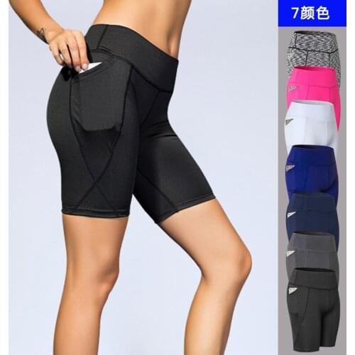 Hot Sale Womens Running Shorts With Pocket Breathable Quick Dry Fitness Yoga Leggings