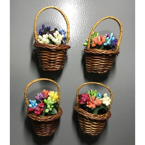 1 Pc Magnetic Refrigerator Decor Resin Flower Basket Style Fridge Magnet Souvenir DIY Family Garden Decoration fridge sticker