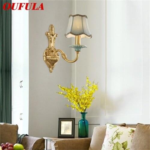 OUFULA Copper Wall Lamp Sconce Modern Luxury Design Ceramic Light Indoor For Home Bedroom Corridor