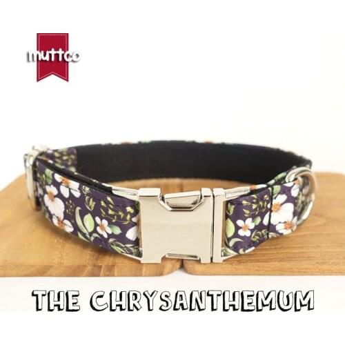MUTTCO retailing fashion handmade soft stubborn dog collar with small flowers THE CHRYSANTHEMUM dog collars 5 sizes UDC044