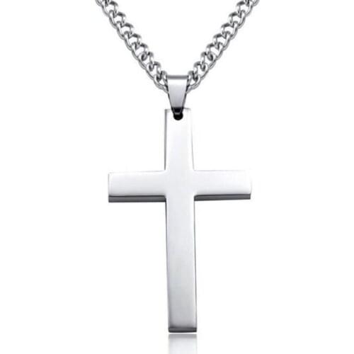 RE Jesus Cross Necklaces Men Plated Metal Link Chain 4 Solid Colour Male Pendant Necklaces Prayer Jewelry Friend Gift J40