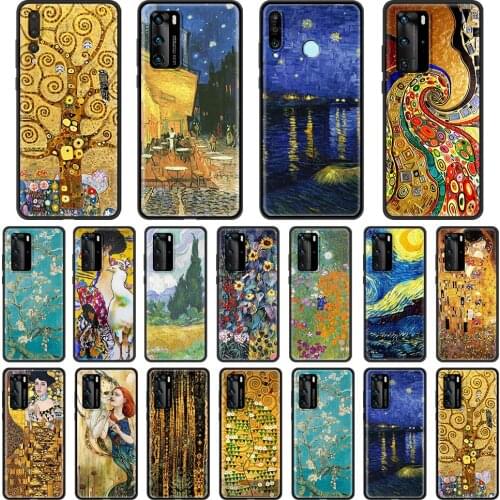 Soft Phone Case For Huawei P30 P40 P20 Pro P10 Lite P Smart 2019 2020 Silicone Fundas Cover Van Gogh Starry Night Klimt Kiss