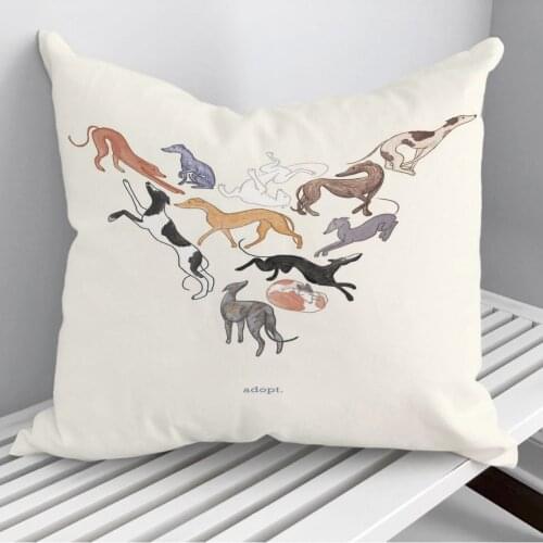Adopt Retired Greyhounds Throw Pillows Cushion Cover On Sofa Home Decor 45*45cm 40*40cm Gift Pillowcase Cojines Dropshipping