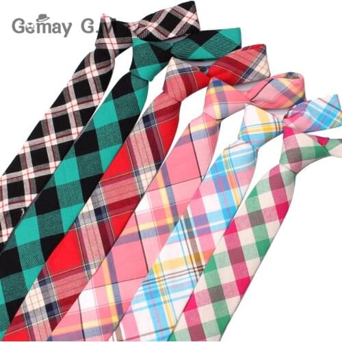New Casual Plaid Ties For Men Narrow Cotton Necktie for Wedding Colorful Mens Neck Ties Business Tie Adult Cravat