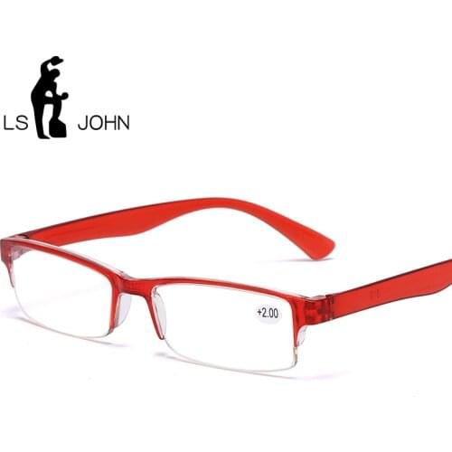 LS JOHN Ultralight Half Frame Reading Glasses Women Men Business Anti Blue Ray Computer Eyewear Presbyopia +1.0to+4.0 For Reader