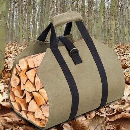 Potable Firewood Log Carrier Tote Bag Fireplace Wood Holder Big Storage Cover Waterproof Carry Storage Bag Wooden Canvas Bags