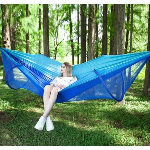 Portable 290x140CM hammock swing chair anti-mosquito net hanging rope chair automatic quick-opening type outdoor camping hammock
