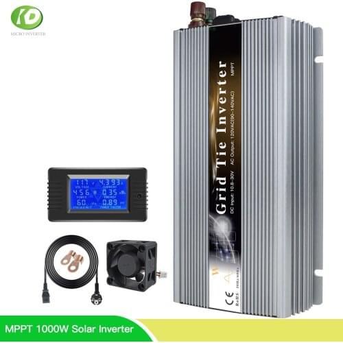 18V 24V 36V 1000W MPPT Solar Inverter On Grid Tie Inversor Pure Sine Wave 110 or 220VAC for 250W 300W 350W Solar Panel