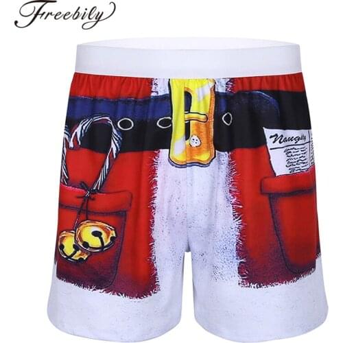 Christmas Underwear Fashion Mens Fun Printed Boxers Christmas Holiday Santa Claus Cosplay Costume Boxer Shorts Underpants