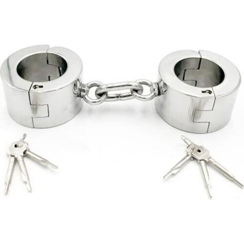 Stainless Steel 6cm High Super Heavy Metal Handcuffs Adult Games Bondage Restraints Hand Cuffs Sex Toys For Couples BDSM Torture
