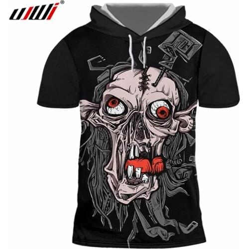 UJWI Man Hipster Eyeball Skull Fashion Hooded Tshirt 3D Printed Harajuku Big Size Streetwear Leisure Tee Shirt Recommend