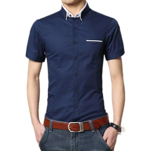 YG6188-C1049 Summer 2020 new mens business casual fashion pure color short sleeve shirt cheap wholesale free shipping