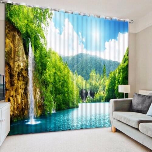 Photo Customize 3D Curtains Living Room Bedroom waterfall landscape Blackout Sheer Curtain For Home Hotel Decor